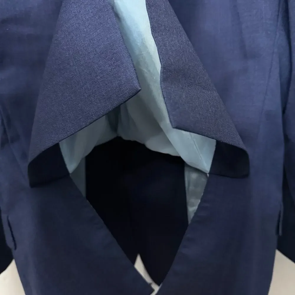 J Hilburn Vitale Barberis Canonico Blazer Mens 42S Wool Navy Blue Solid Jacket